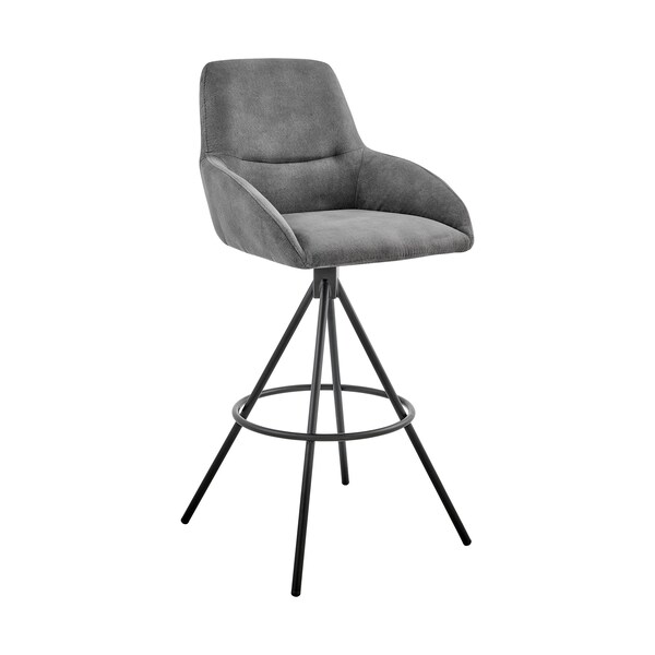 Armen Living Odessa 26" Counter Height Bar Stool in Charcoal Fabric and Black Finish LCODBACH26 - main